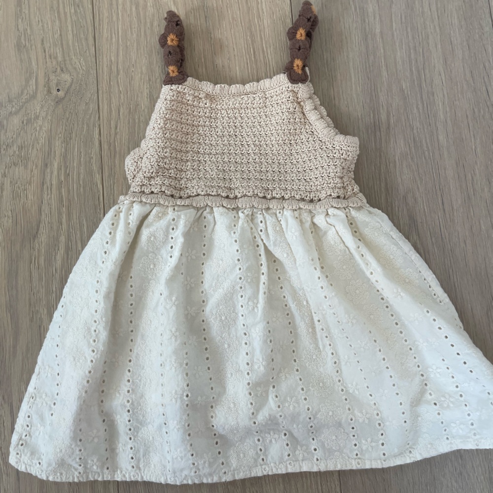 Zara Cream and Brown Dress
